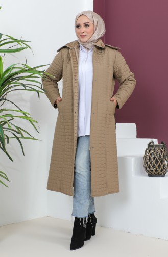 Plus Size Hooded Quilted Coat 5061-04 Mink 5061-04