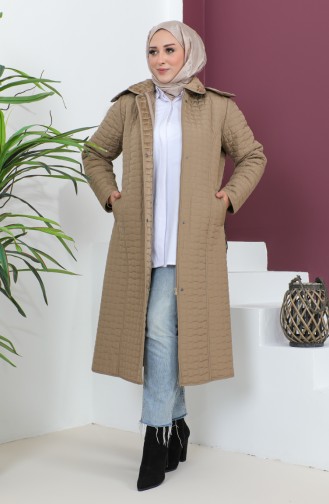 Manteau Matelassé à Capuche Grande Taille 5061-04 Vison 5061-04