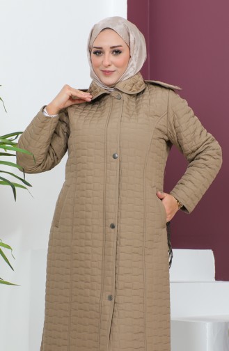 Plus Size Hooded Quilted Coat 5061-04 Mink 5061-04