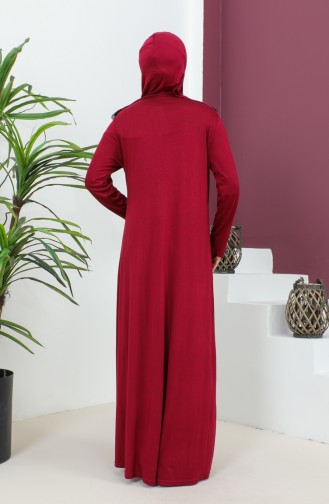 فستان الصلاة فيسكوز بحجاب 4485-01 أحمر غامق  4485-01