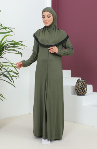 Robe De Prière Viscose Avec Foulard 4485-02 Khaki 4485-02