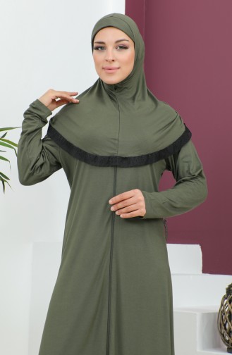 Robe De Prière Viscose Avec Foulard 4485-02 Khaki 4485-02