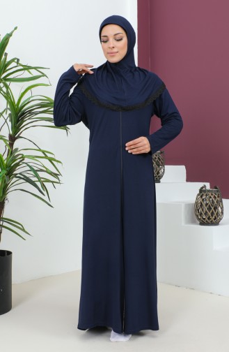 Robe De Prière Viscose Avec Foulard 4485-03 Bleu Marine 4485-03