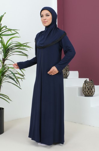 Robe De Prière Viscose Avec Foulard 4485-03 Bleu Marine 4485-03