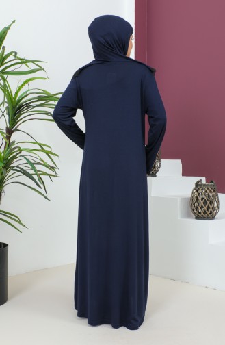 Robe De Prière Viscose Avec Foulard 4485-03 Bleu Marine 4485-03