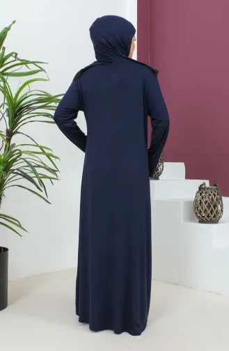 Robe De Prière Viscose Avec Foulard 4485-03 Bleu Marine 4485-03
