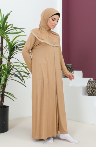 Viscose Prayer Dress with Headscarf 4485-04 Coffee with Milk 4485-04