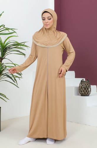 Robe De Prière Avec Foulard En Viscose 4485-04 Café Au Lait 4485-04