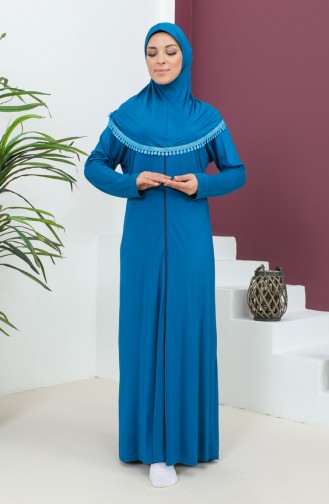 Viscose Gebedsjurk Met Hoofddoek 4485-05 Turkoois 4485-05