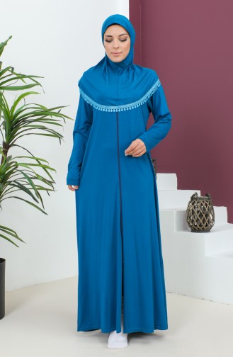 فستان الصلاة فيسكوز بحجاب 4485-05 تركوازي  4485-05