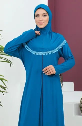 Robe De Prière Viscose Avec Foulard 4485-05 Turquoise 4485-05