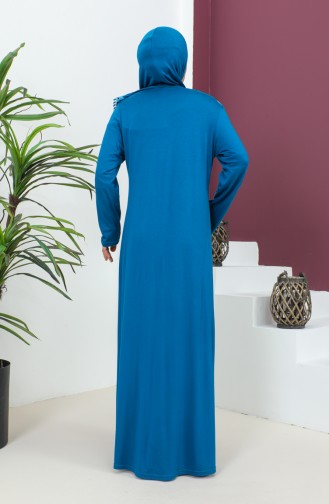 فستان الصلاة فيسكوز بحجاب 4485-05 تركوازي  4485-05