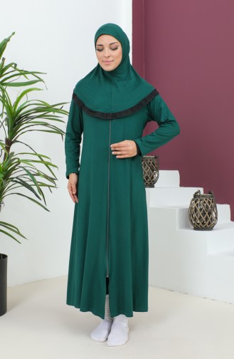 Viscose Gebedsjurk Met Hoofddoek 4485-06 Smaragdgroen 4485-06