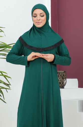 Robe De Prière Viscose Avec Foulard 4485-06 Vert Emeraude 4485-06