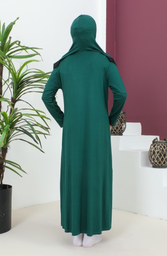 فستان الصلاة فيسكوز بحجاب 4485-06 أخضر زمردي  4485-06