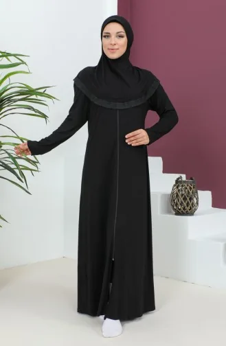 Gebetskleid Aus Viskose Mit Kopftuch 4485-07 Schwarz 4485-07