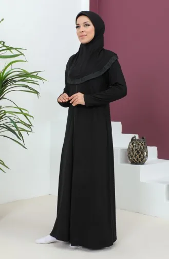Gebetskleid Aus Viskose Mit Kopftuch 4485-07 Schwarz 4485-07