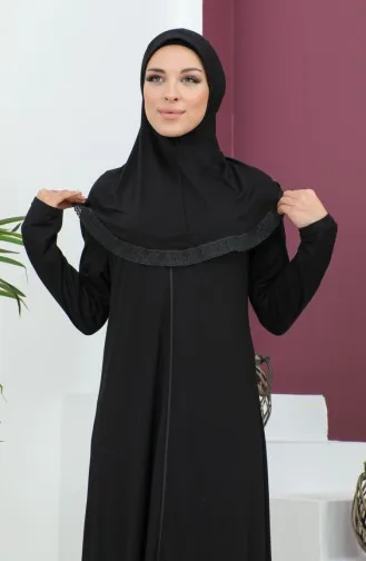 Gebetskleid Aus Viskose Mit Kopftuch 4485-07 Schwarz 4485-07