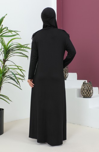 Robe De Prière En Viscose Avec Foulard 4485-07 Noir 4485-07