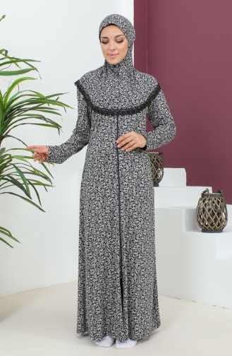 Robe De Prière Viscose à Motifs 4487-01 Bleu Marine 4487-01