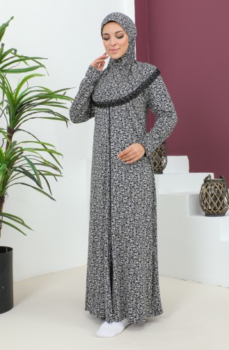 Robe De Prière Viscose à Motifs 4487-01 Bleu Marine 4487-01