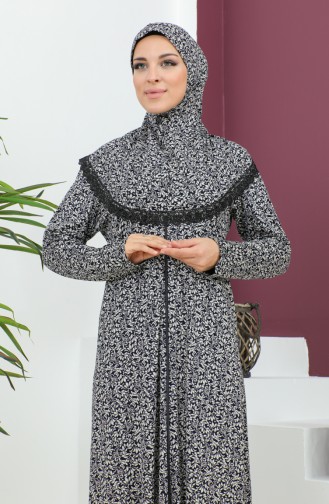 Robe De Prière Viscose à Motifs 4487-01 Bleu Marine 4487-01