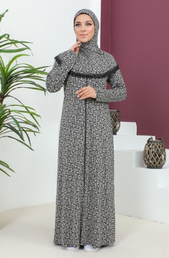 Robe De Prière Viscose à Motifs 4487-02 Noir 4487-02