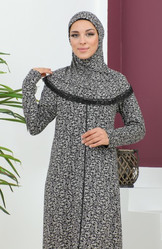 Robe De Prière Viscose à Motifs 4487-02 Noir 4487-02