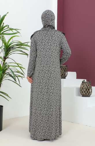 Patterned Viscose Prayer Dress 4487-02 Black 4487-02