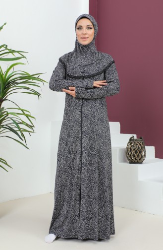 Robe De Prière Viscose à Motifs 4487A-01 Bleu Marine 4487A-01