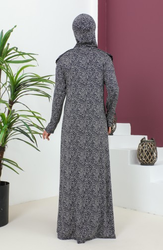 Patterned Viscose Prayer Dress 4487A-01 Navy Blue 4487A-01