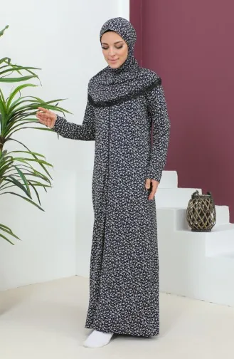 فستان الصلاة فيسكوز منقوش 4487B-01 كحلي 4487B-01