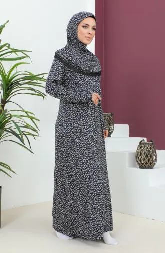 فستان الصلاة فيسكوز منقوش 4487B-01 كحلي 4487B-01