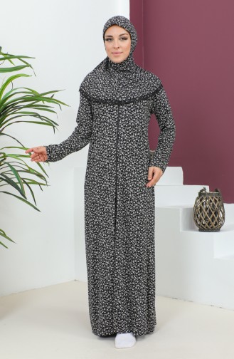 Robe De Prière En Viscose à Motifs 4487B-02 Noir 4487B-02