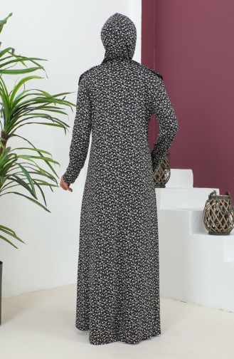 Patterned Viscose Prayer Dress 4487B-02 Black 4487B-02