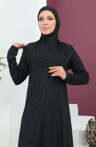 Robe De Prière En Viscose à Motifs 4487C-01 Noir 4487C-01