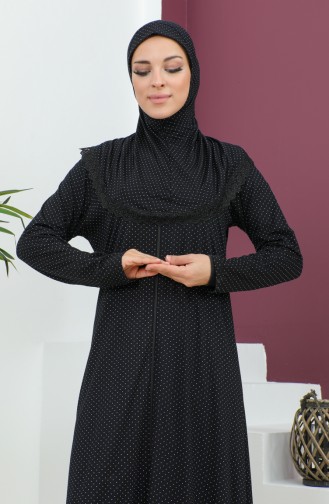 Robe De Prière En Viscose à Motifs 4487C-01 Noir 4487C-01