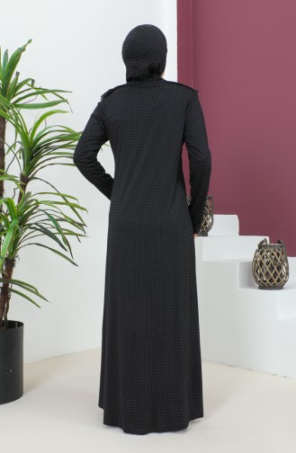 Patterned Viscose Prayer Dress 4487c-01 Black 4487C-01