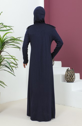Robe De Prière En Viscose à Motifs 4487C-02 Bleu Marine 4487C-02