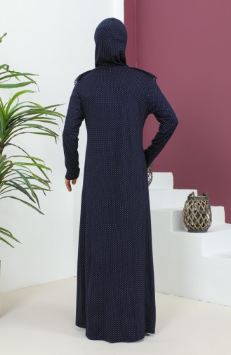 Patterned Viscose Prayer Dress 4487c-02 Navy Blue 4487C-02