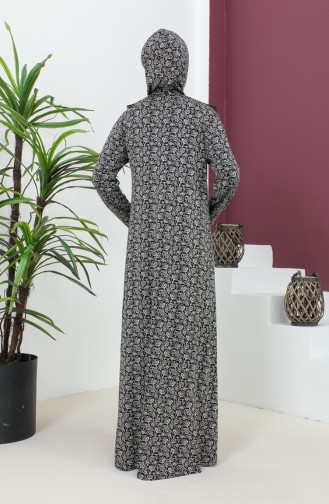 Robe De Prière En Viscose à Motifs 4487D-01 Noir 4487D-01