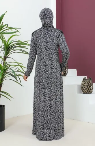 Robe De Prière En Viscose à Motifs 4487D-02 Bleu Marine 4487D-02