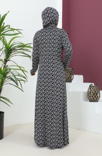 Patterned Viscose Prayer Dress 4487e-01 Navy Blue 4487E-01