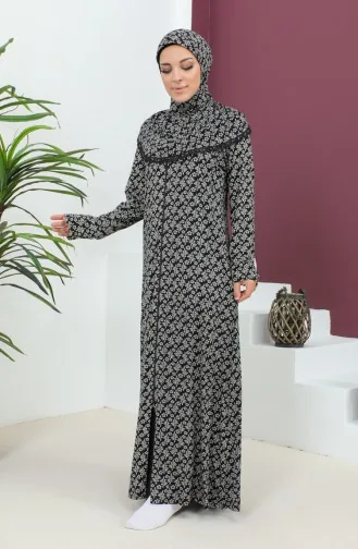 فستان الصلاة فيسكوز منقوش 4487E-02 أسود  4487E-02