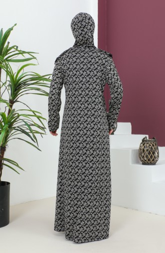 Patterned Viscose Prayer Dress 4487e-02 Black 4487E-02