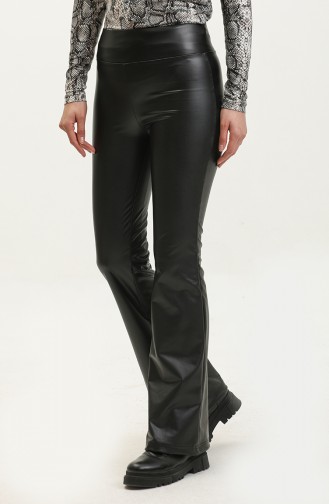 Leather Flare Leg Pants 20020-01 Black 20020-01