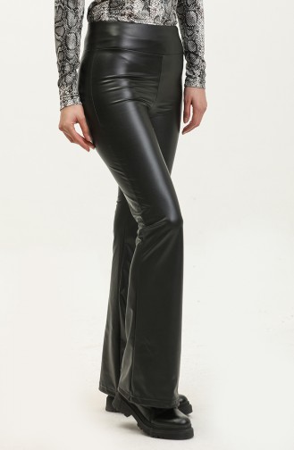 Leather Flare Leg Pants 20020-01 Black 20020-01