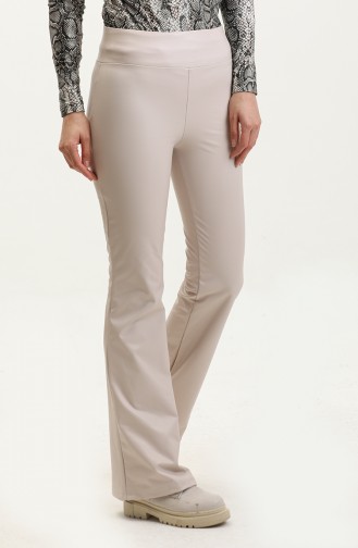 Pantalon Flare Cuir 20020-02 Beige 20020-02