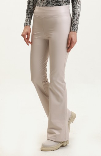 Pantalon Flare Cuir 20020-02 Beige 20020-02