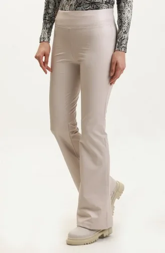 Pantalon Flare Cuir 20020-02 Beige 20020-02